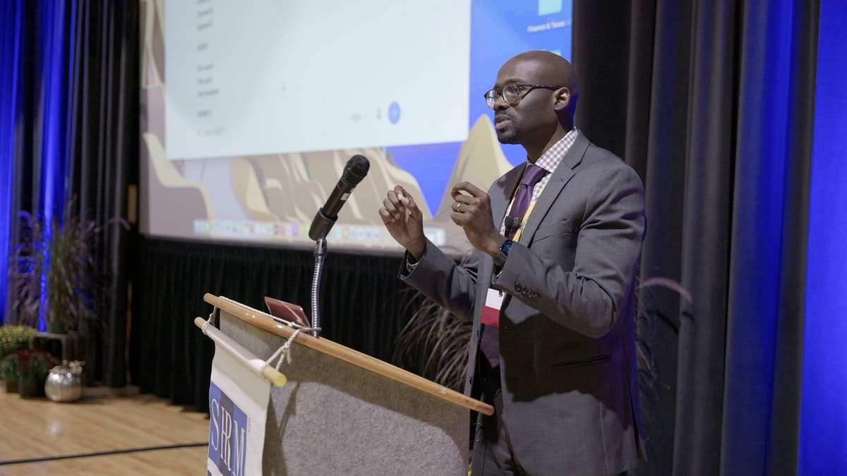 Dr. Jeff Bullock at the PA SHRM 2026 podium